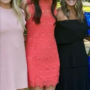 Coral backless free people lace dress